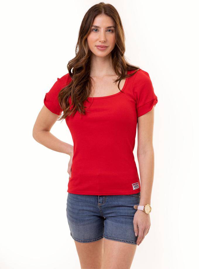 USPA RIB SQUARE NECK T-SHIRT Best Buy