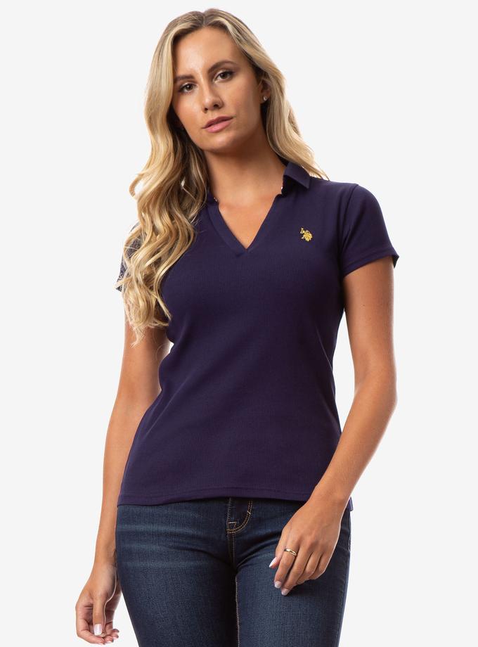 USPA RIBBED V-NECK POLO SHIRT High Quality