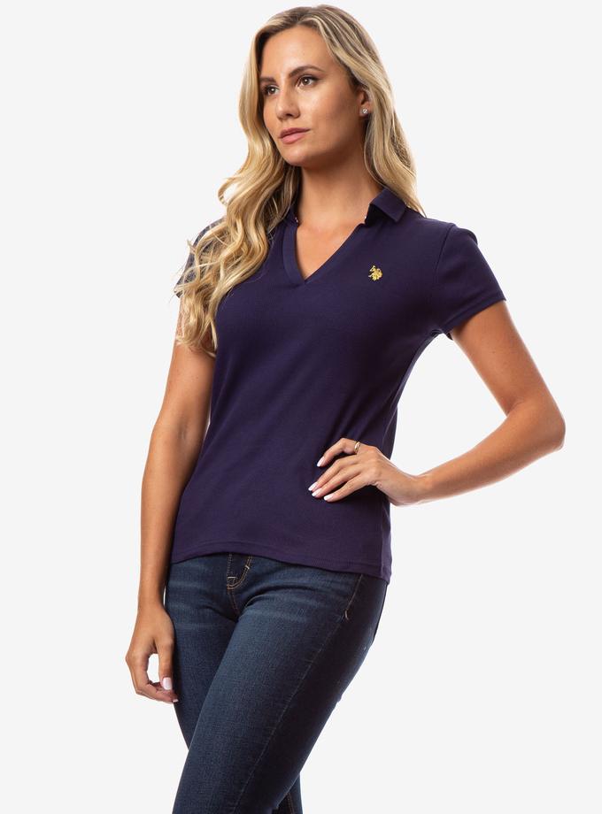 USPA RIBBED V-NECK POLO SHIRT High Quality