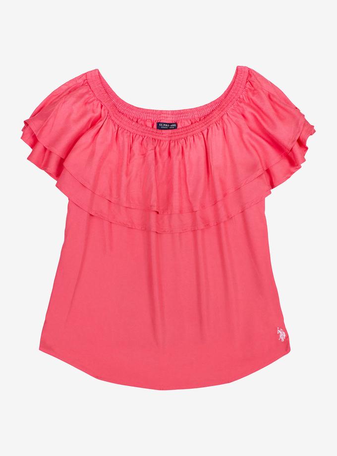 USPA RUFFLE FRONT PEASANT TOP For Sale