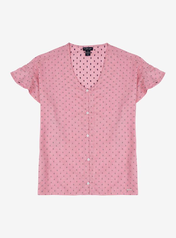 USPA RUFFLE SLEEVE DOT PRINT TOP New Arrival