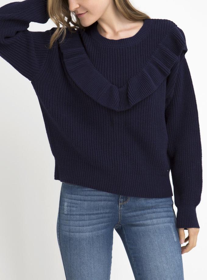 USPA RUFFLE V-NECK SWEATER Same Day Delivery