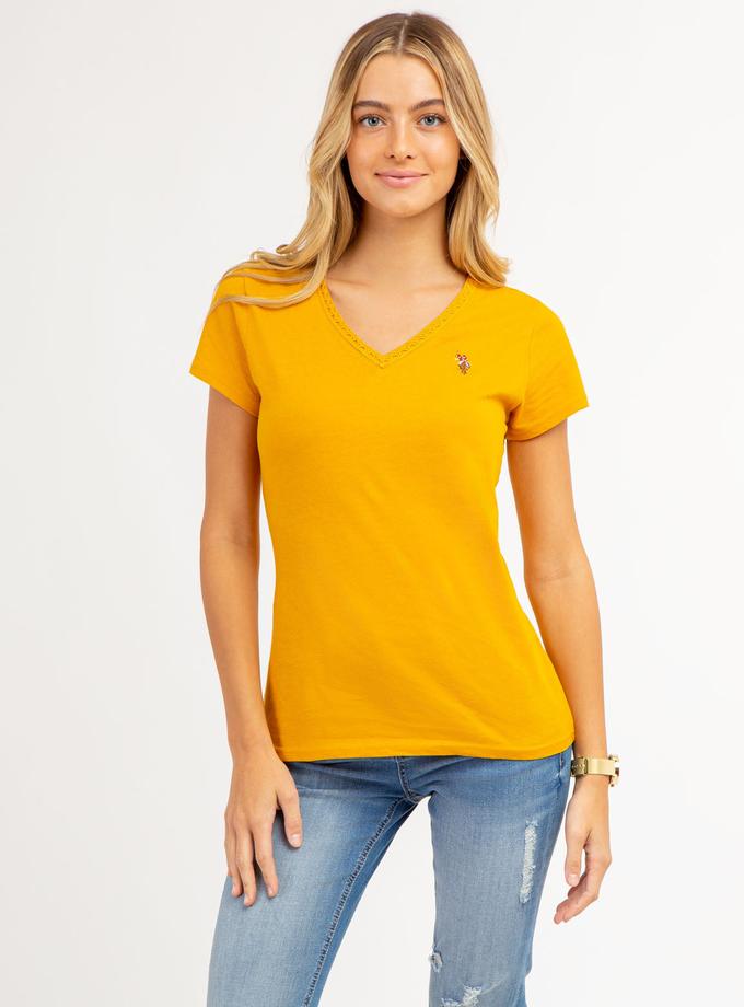 USPA SCALLOP TRIM V-NECK T-SHIRT Best Price