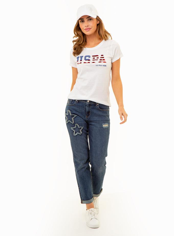 USPA SEQUINS FLAG SCOOP T-SHIRT Best Price