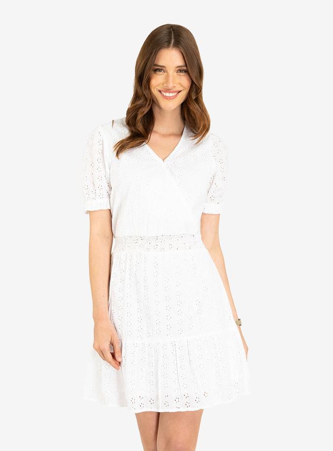 USPA SHORT SLEEVE EYELET RUFFLE DRESS High Quality