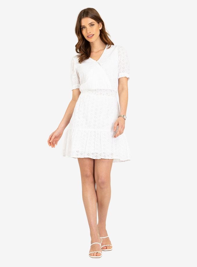 USPA SHORT SLEEVE EYELET RUFFLE DRESS High Quality