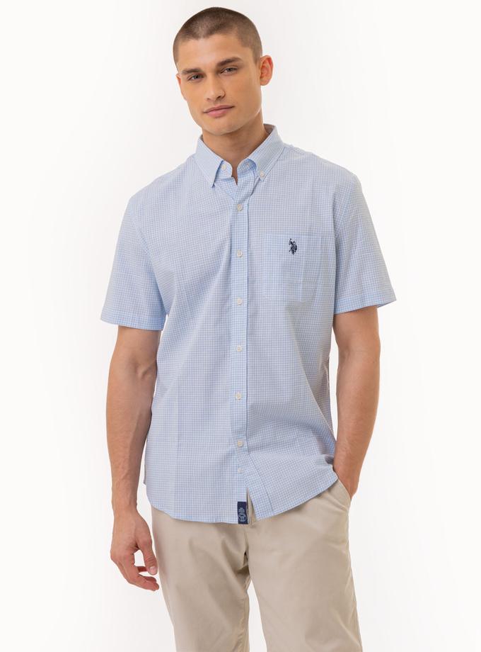 USPA SHORT SLEEVE GINGHAM SHIRT WITH POCKET Free shipping