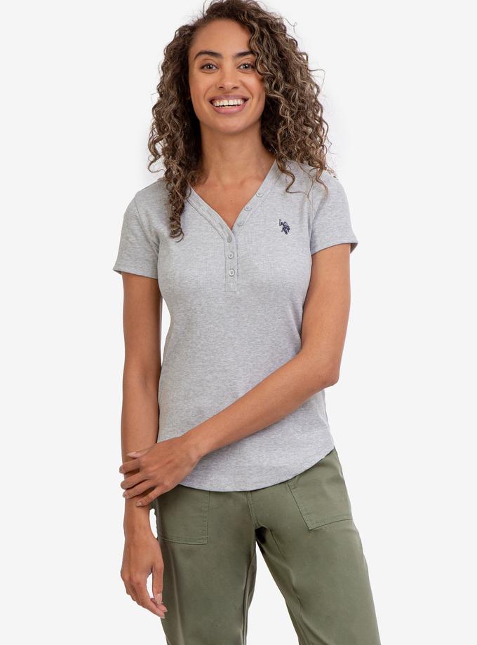 USPA SHORT SLEEVE HEATHERED RIB HENLEY Best Buy