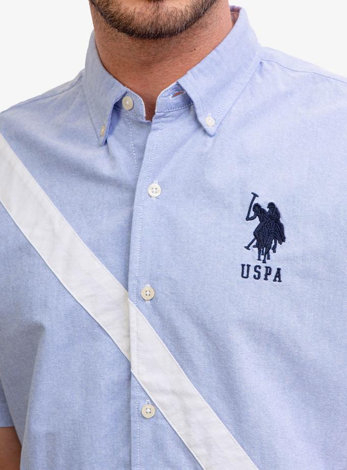 USPA SHORT SLEEVE SASH COLORBLOCK OXFORD SHIRT Same Day Delivery