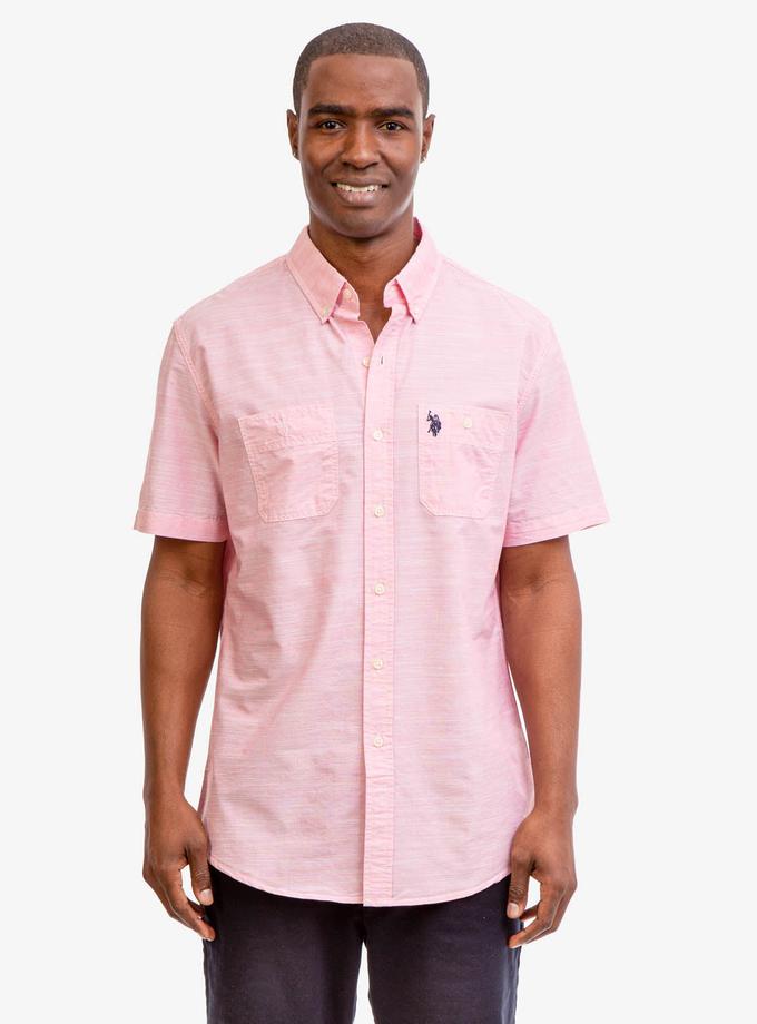 USPA SHORT SLEEVE SLUB WOVEN SHIRT Best Buy