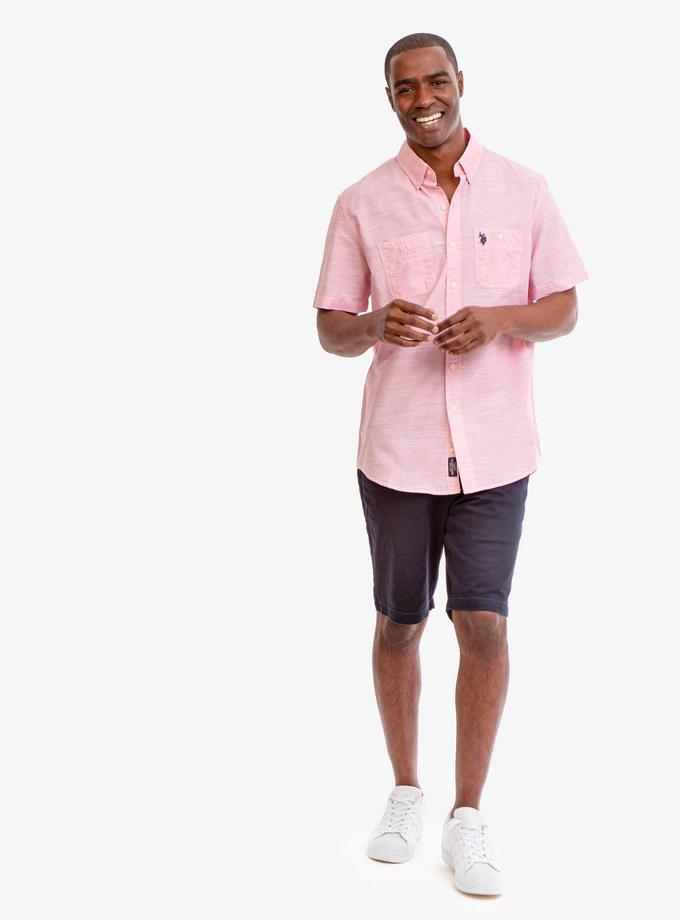 USPA SHORT SLEEVE SLUB WOVEN SHIRT Best Buy