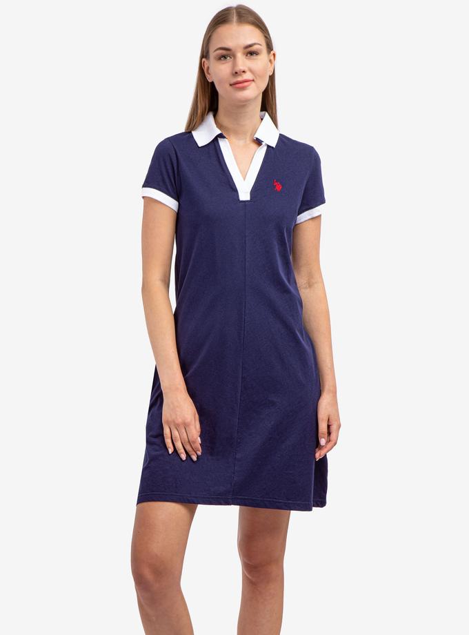 USPA SHORT SLEEVE SPLIT NECK SWING DRESS For Sale