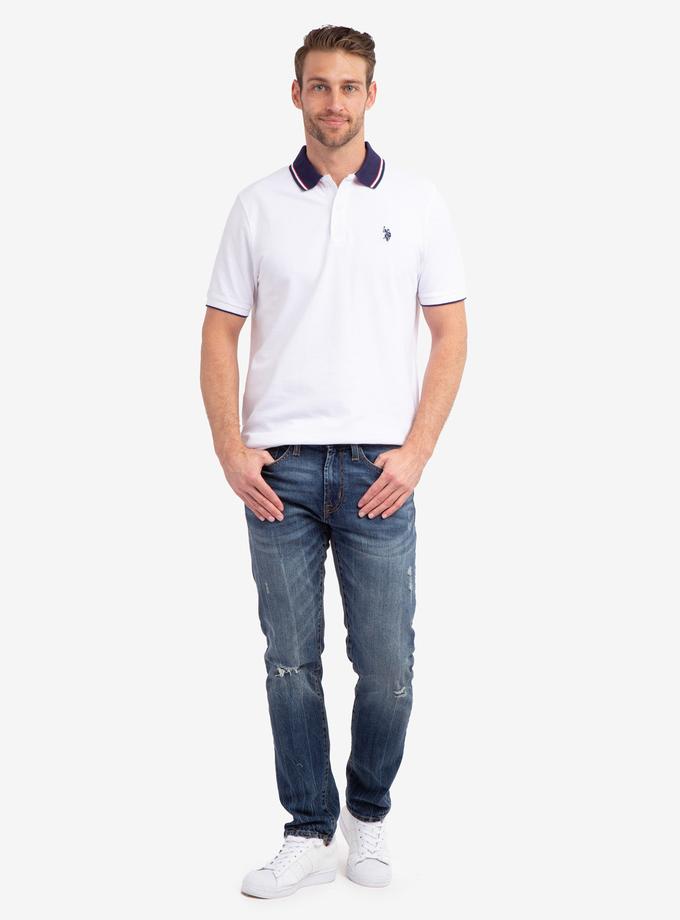 USPA SIGNATURE STRIPE COLLAR PIQUE POLO SHIRT On Sale