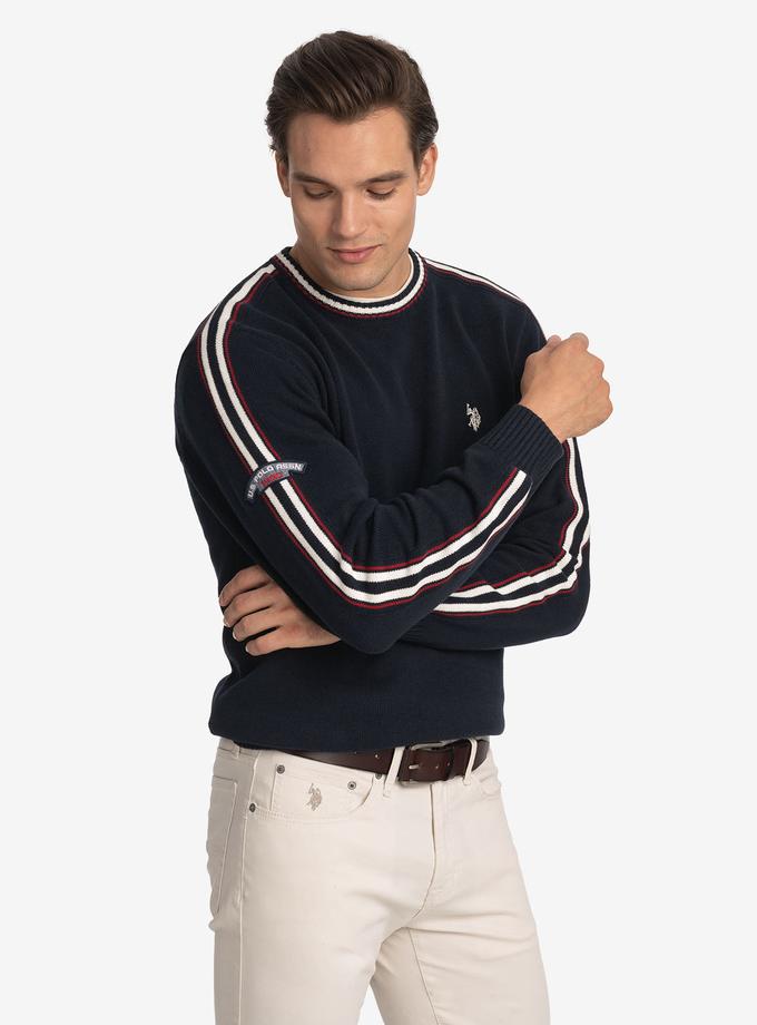 USPA SIGNATURE STRIPE CREW NECK SWEATER For Sale