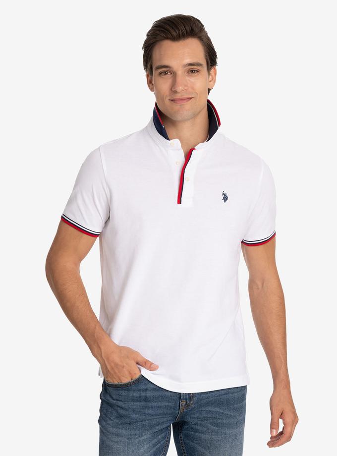 USPA SIGNATURE STRIPE RIB TIPPED TRIM POLO SHIRT For Sale