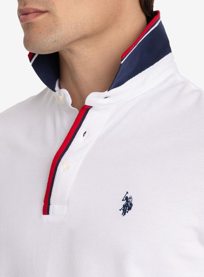 USPA SIGNATURE STRIPE RIB TIPPED TRIM POLO SHIRT For Sale