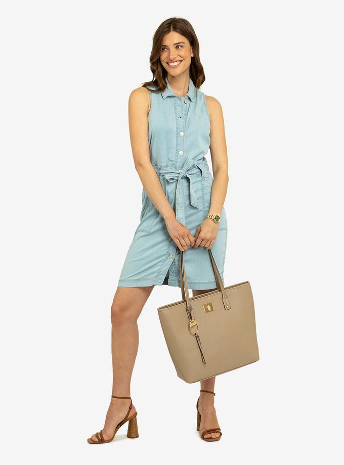 USPA SLEEVELESS SELF TIE DENIM DRESS Same Day Delivery