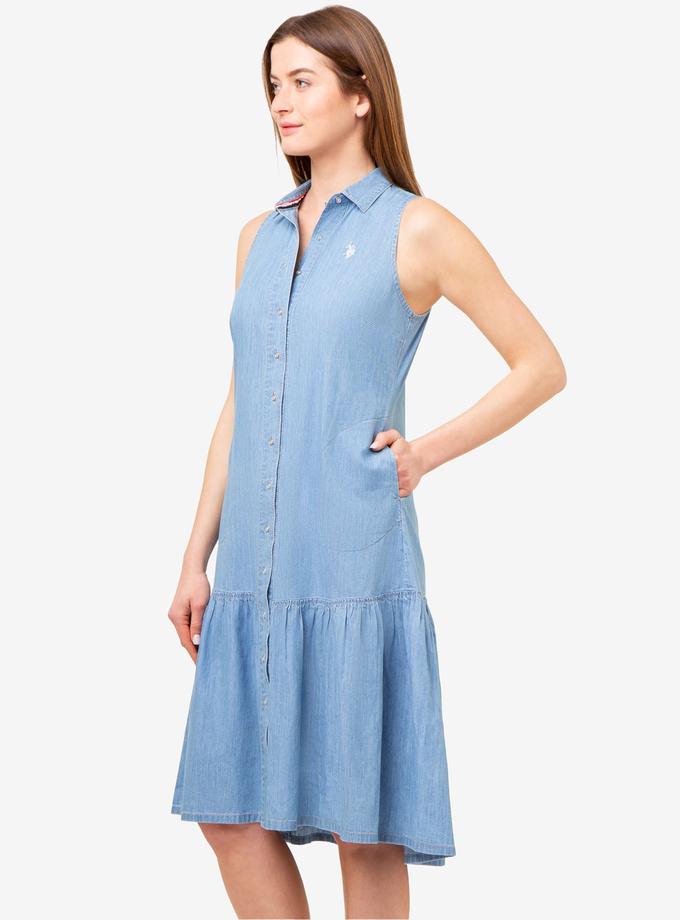 USPA SLEEVELESS TIERED CHAMBRAY DRESS Best Seller