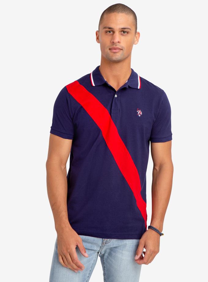 USPA SLIM FIT DIAGONAL STRIPE POLO SHIRT Free shipping