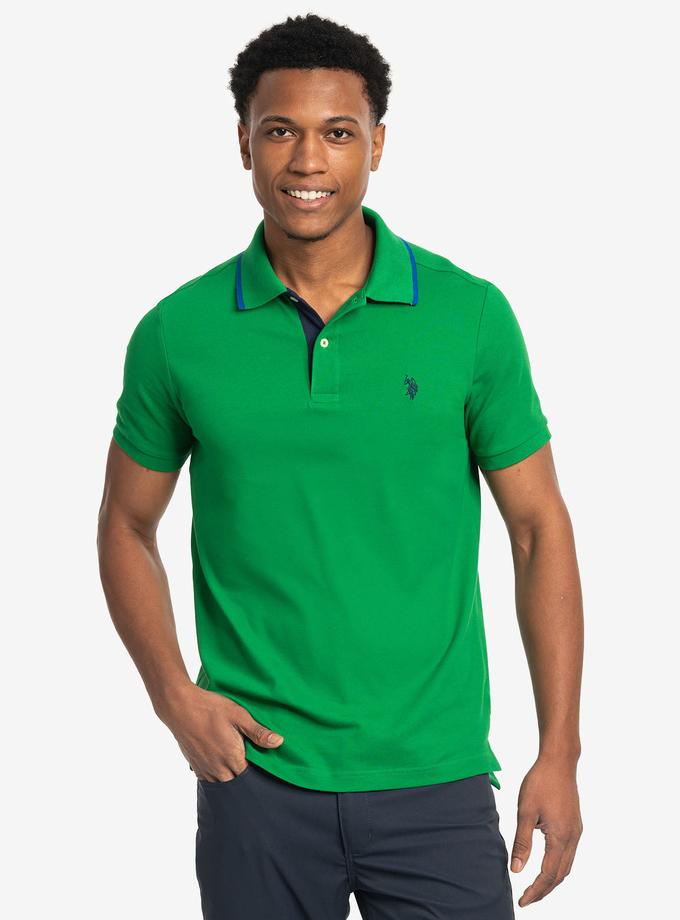 USPA SLIM FIT STRETCH SOLID PIQUE POLO SHIRT For Sale