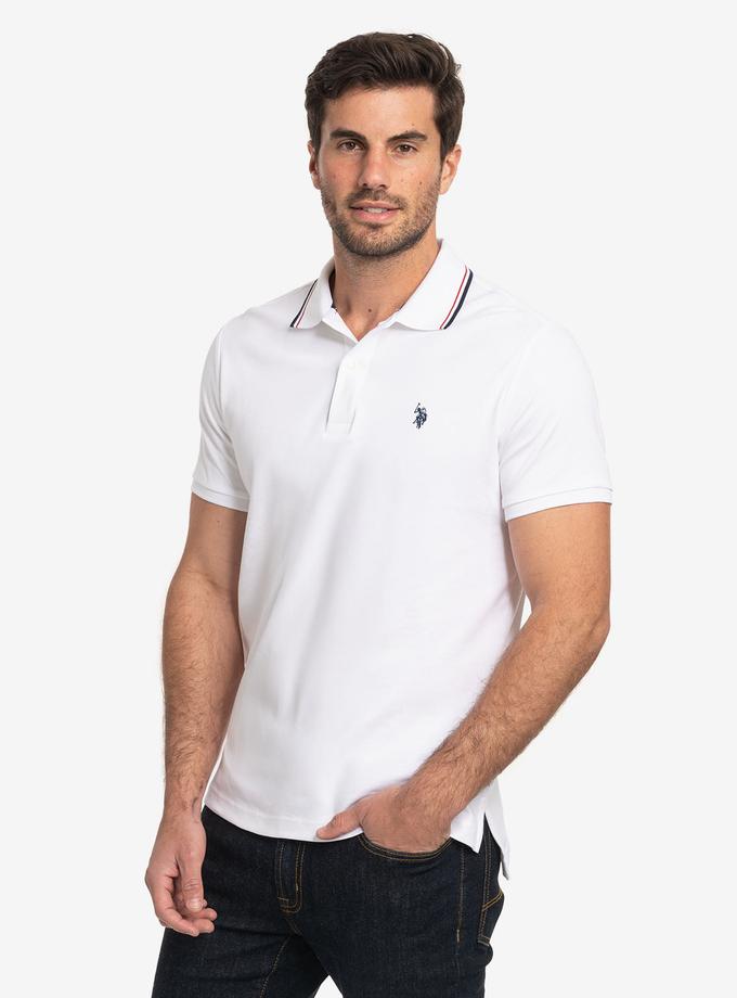 USPA SLIM FIT TIPPED INTERLOCK POLO SHIRT Free shipping