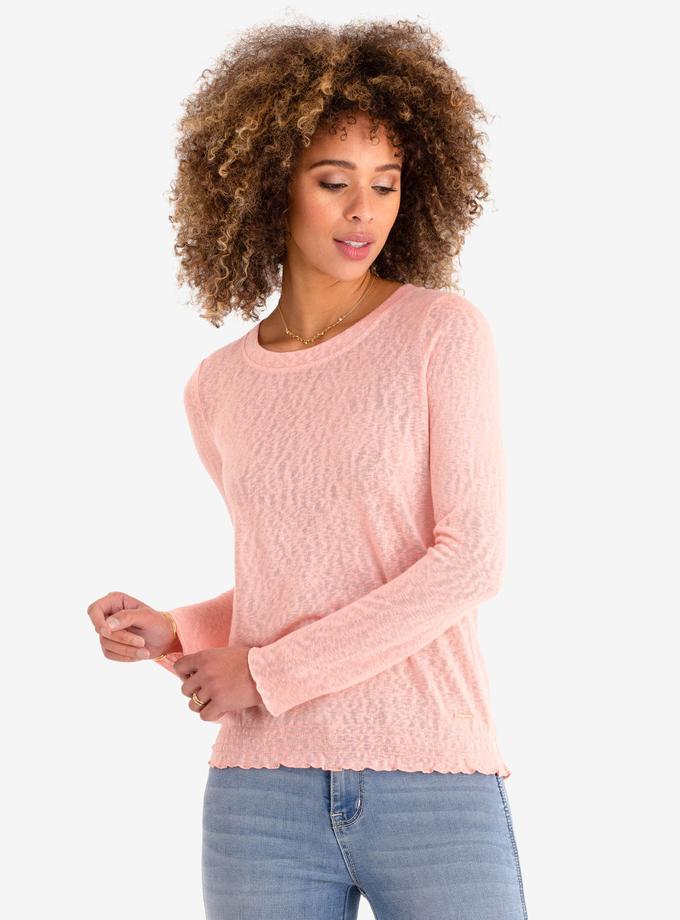 USPA SMOCKED BOTTOM LONG SLEEVE TOP On Sale