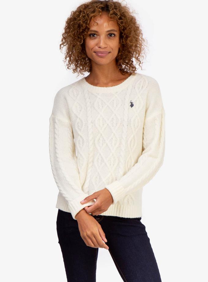 USPA SOFT CABLE CREW NECK SWEATER High Quality