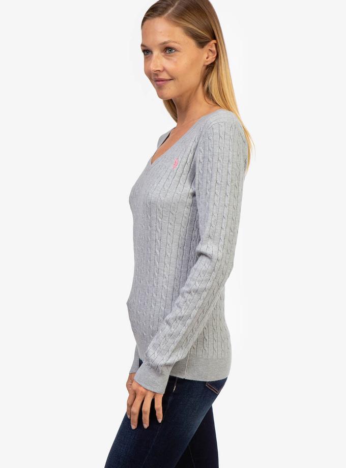 USPA SOFT CABLE V-NECK SWEATER Best Seller