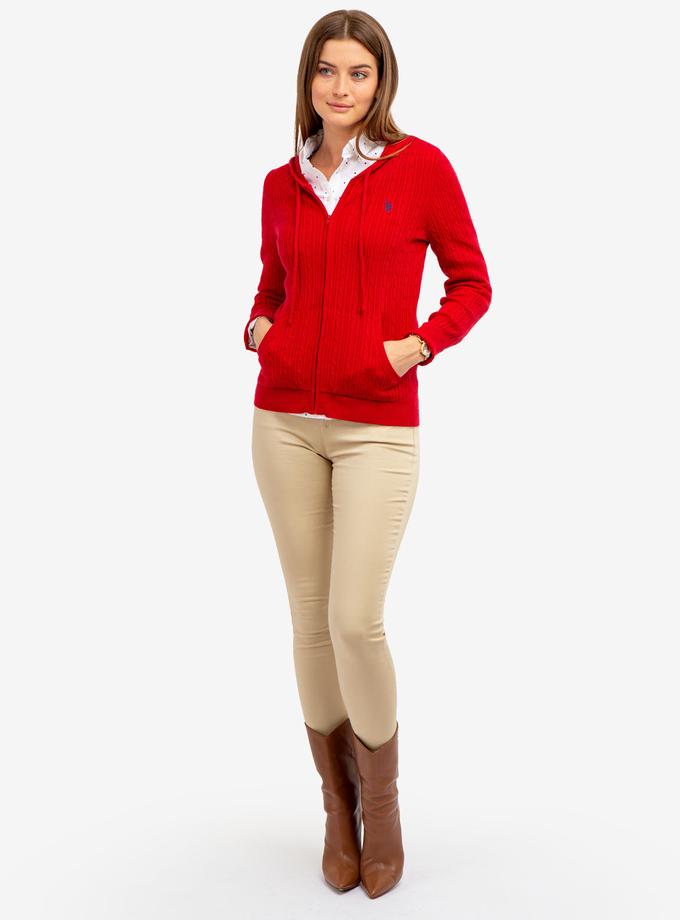 USPA SOFT CABLE ZIP UP SWEATER WITH HOOD Best Price