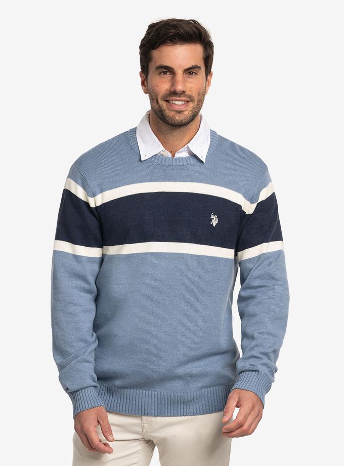 USPA SOFT ENGINEERED STRIPE CREW NECK SWEATER New Arrival