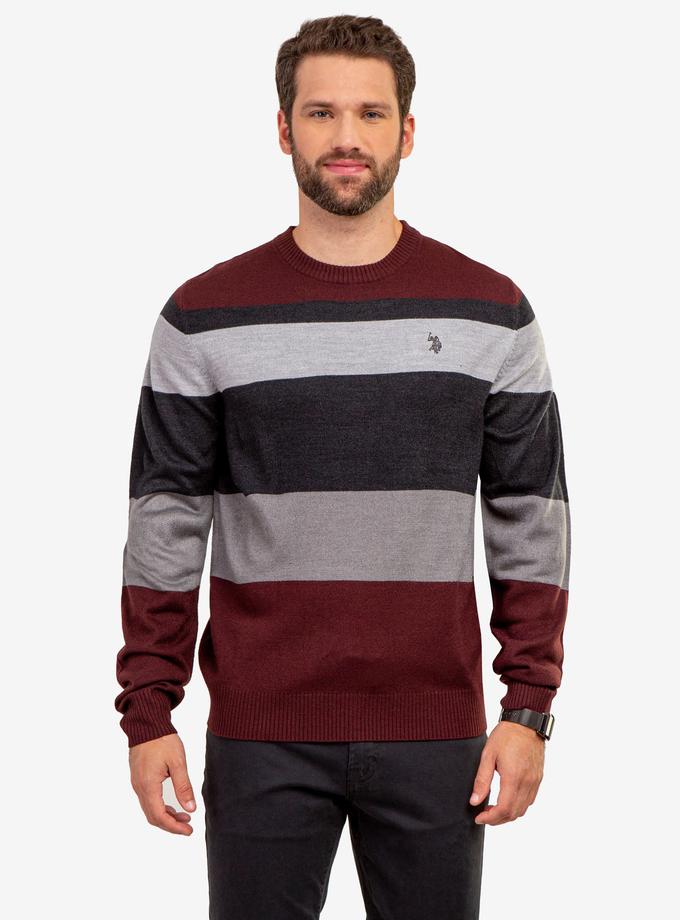 USPA SOFT LARGE STRIPE CREW NECK SWEATER New Arrival