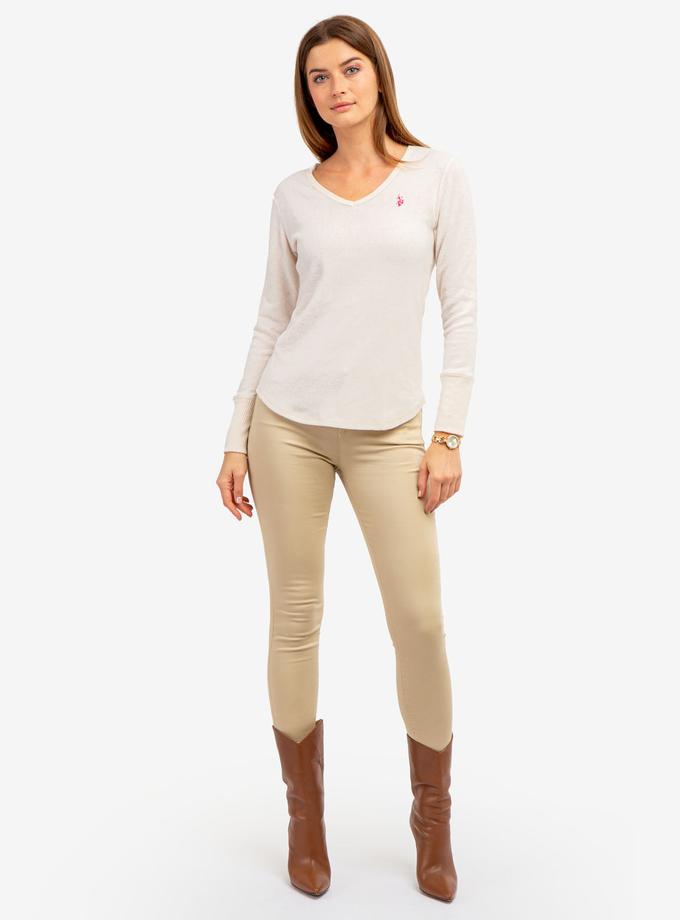 USPA SOFT LONG SLEEVE V-NECK HACCI TOP Same Day Delivery