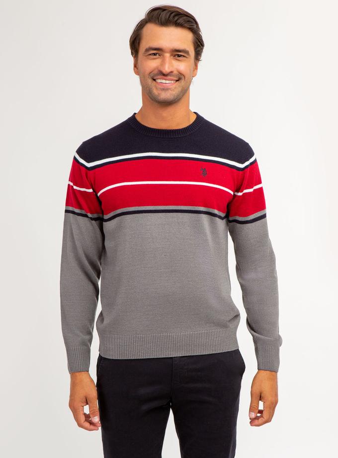 USPA SOFT STRIPE CREW NECK SWEATER On Sale