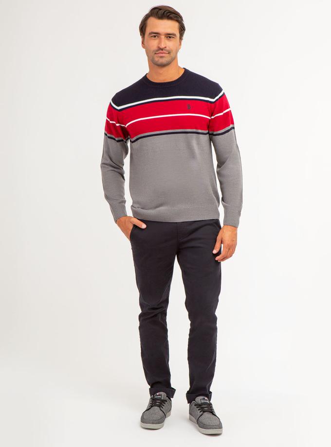 USPA SOFT STRIPE CREW NECK SWEATER On Sale