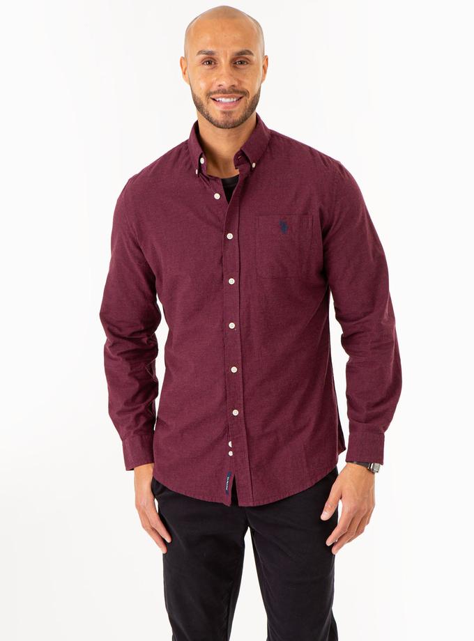 USPA SOLID BRUSHED HEATHER LONG SLEEVE SHIRT Same Day Delivery