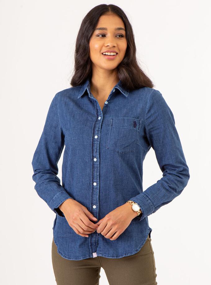 USPA SOLID CHAMBRAY WOVEN SHIRT High Quality