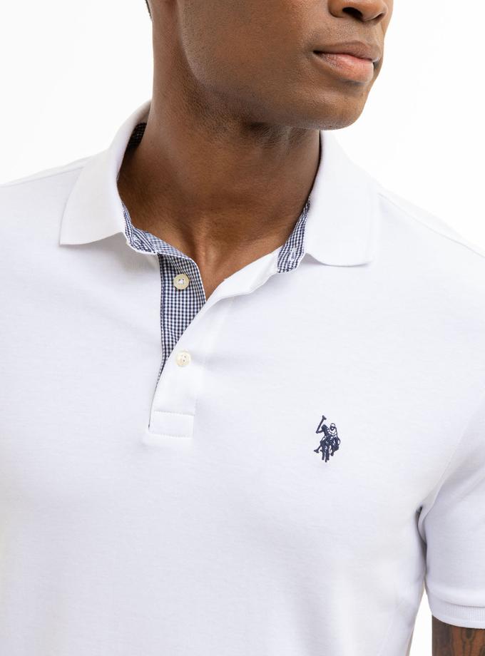 USPA SOLID INTERLOCK GINGHAM TRIM POLO SHIRT Same Day Delivery