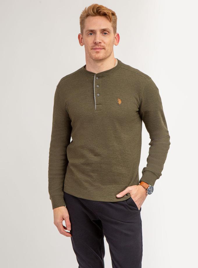 USPA SOLID LONG SLEEVE THERMAL HENLEY High Quality