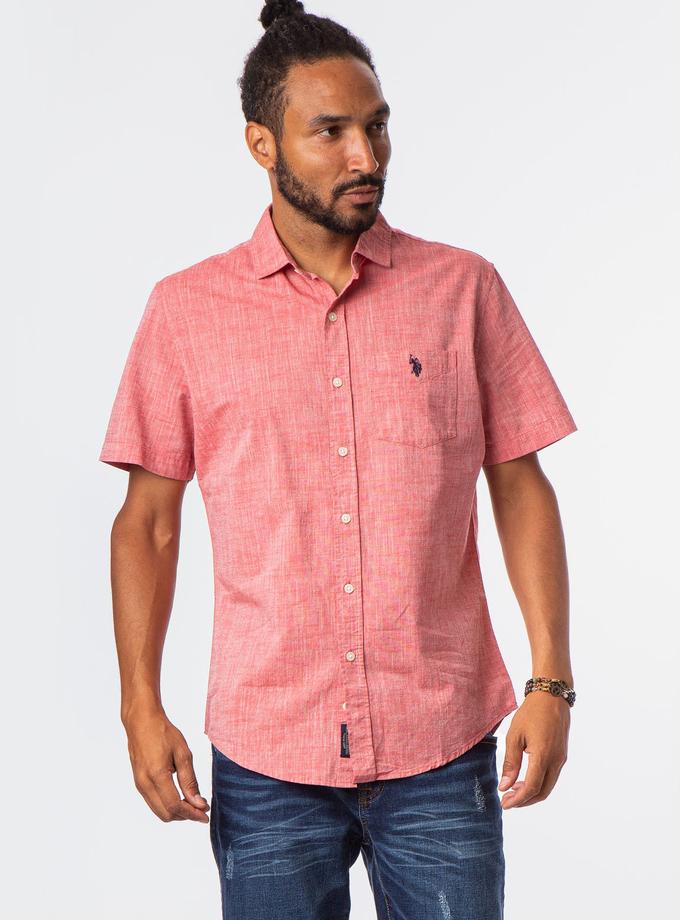 USPA SOLID SLUB CANVAS SHORT SLEEVE SHIRT On Sale