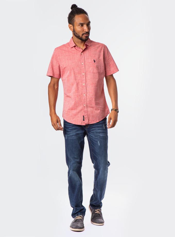 USPA SOLID SLUB CANVAS SHORT SLEEVE SHIRT On Sale