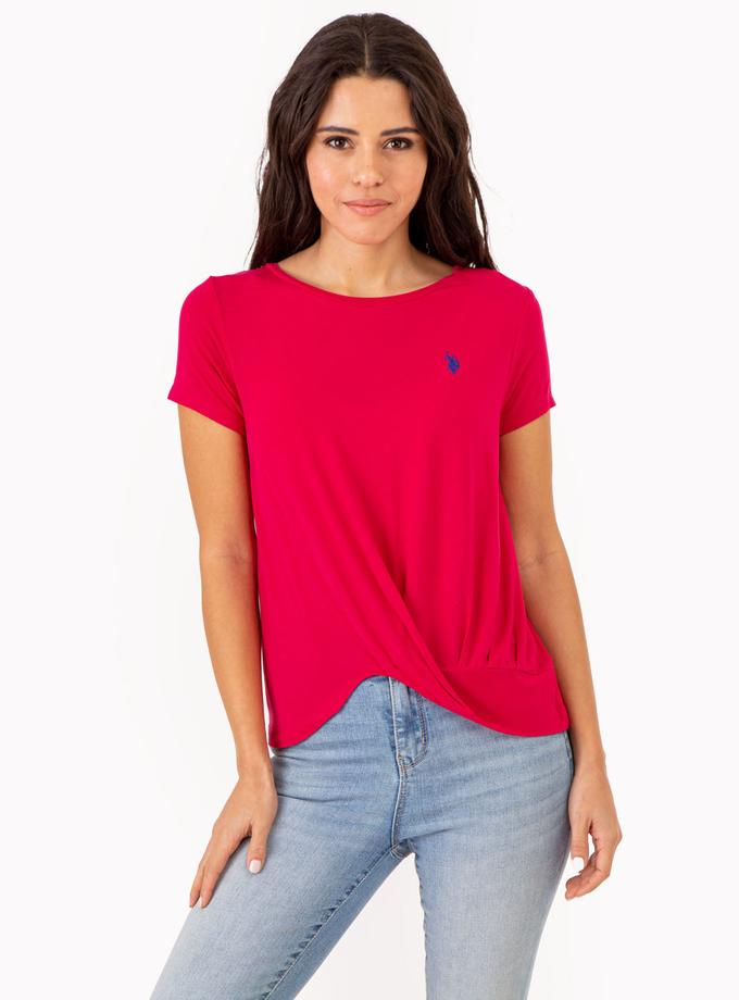 USPA SOLID TWIST FRONT SHORT SLEEVE TOP For Sale