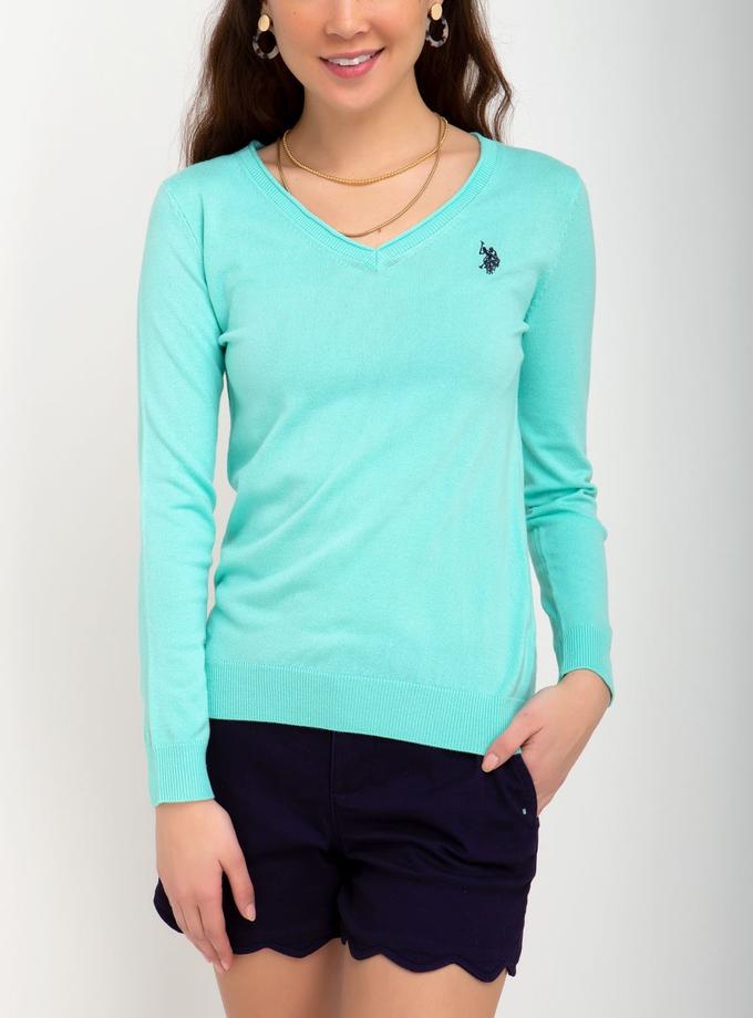 USPA SOLID V-NECK SWEATER For Sale