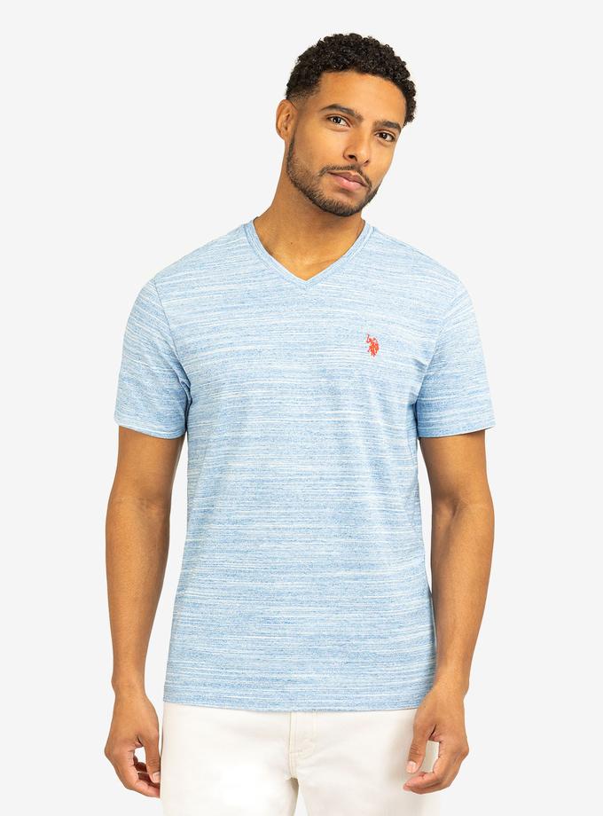 USPA SPACE DYE JERSEY V-NECK T-SHIRT High Quality