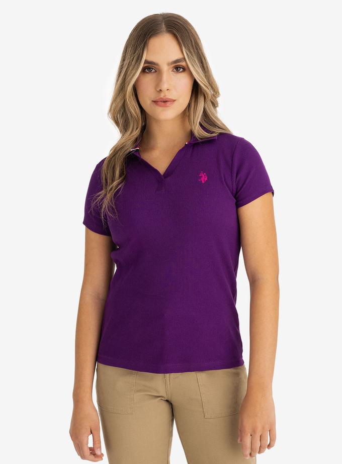 USPA SPLIT NECK RIBBED POLO SHIRT For Sale