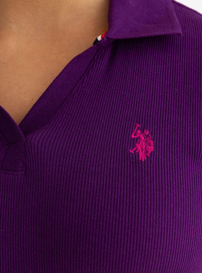 USPA SPLIT NECK RIBBED POLO SHIRT For Sale