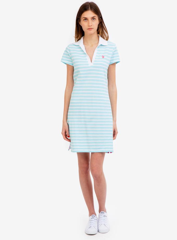 USPA SPLIT NECK STRIPE POLO DRESS Same Day Delivery