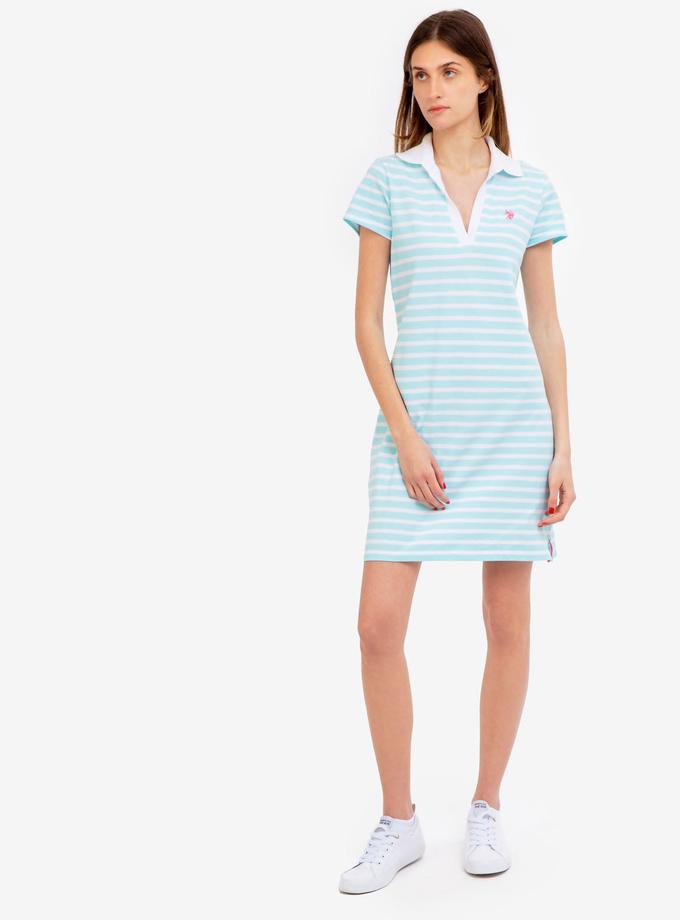 USPA SPLIT NECK STRIPE POLO DRESS Same Day Delivery