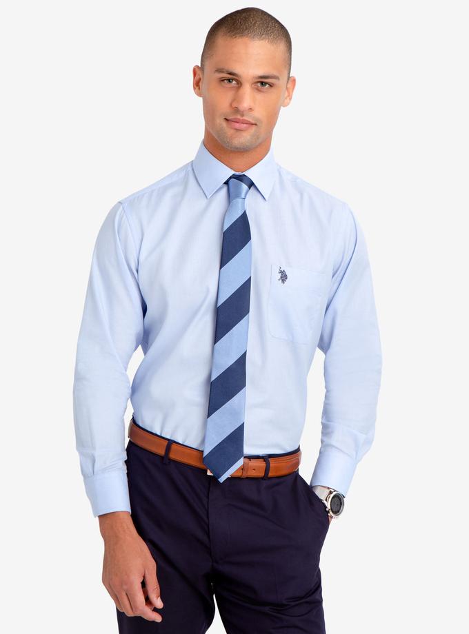 USPA SPREAD COLLAR SOLID HERRINGBONE DRESS SHIRT On Sale