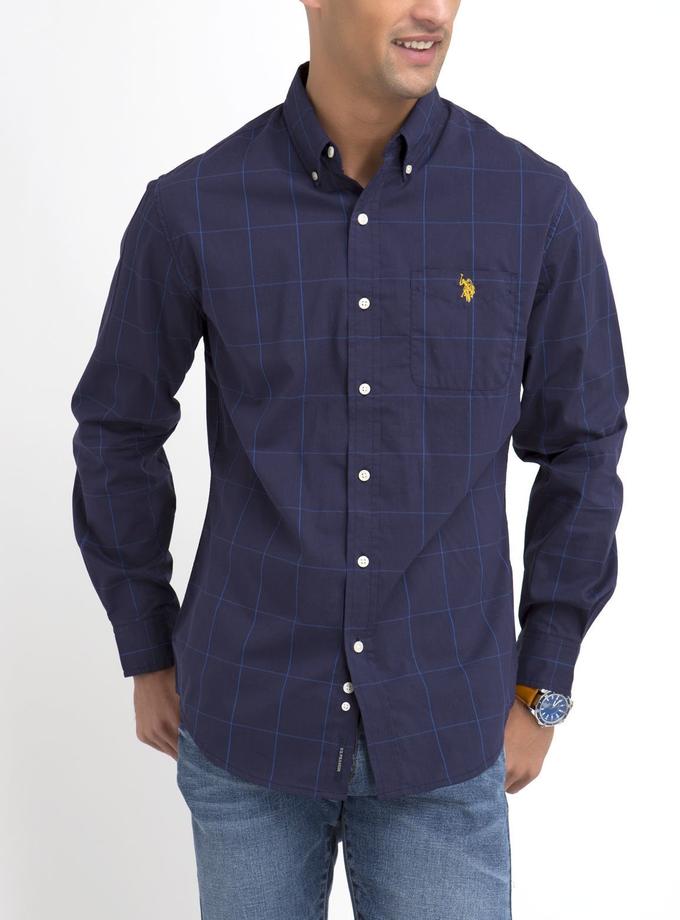 USPA STRETCH FIT LARGE PLAID SHIRT IN POPLIN On Sale