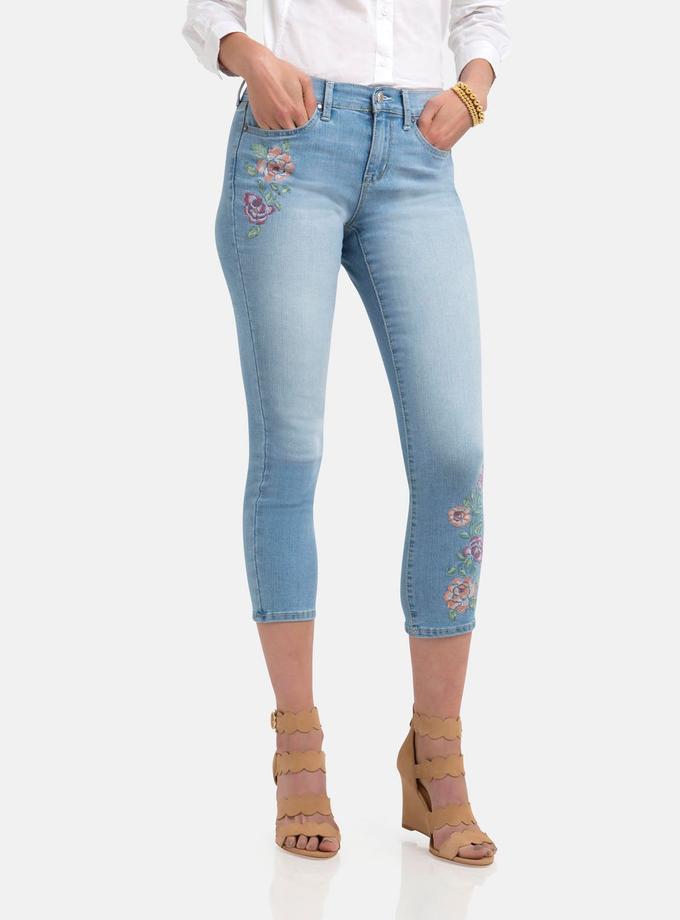 USPA STRETCH FLORAL SKINNY FIT CROP JEANS On Sale